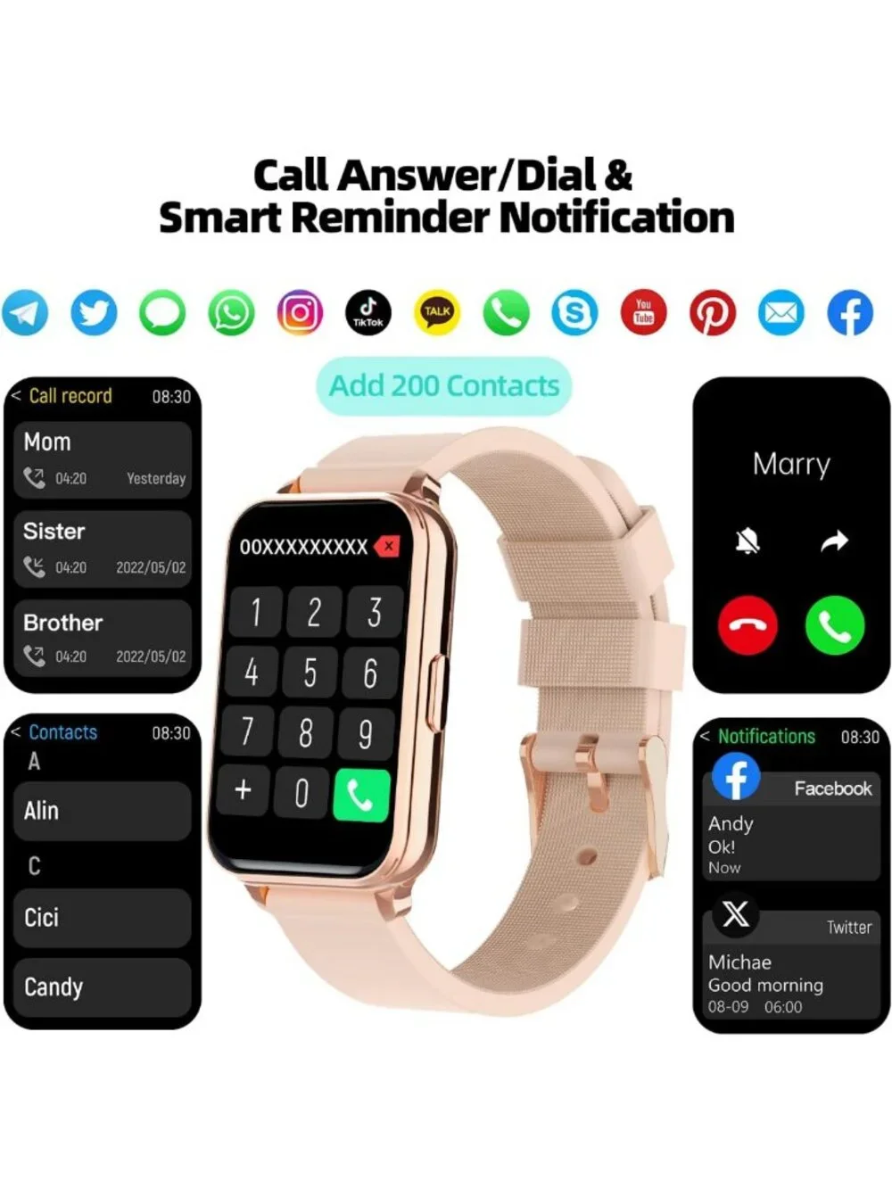 IP68 Waterproof Smart Fitness Watch for Men & Women - Heart Rate, Sleep Monitor